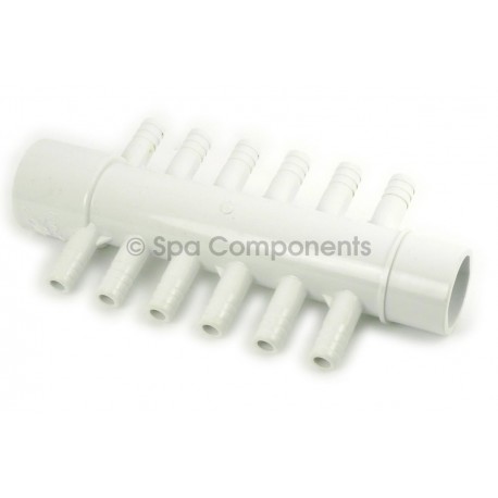 Air manifold : 1" S x 1" Spigot x (12) 3/8" RB Barbs