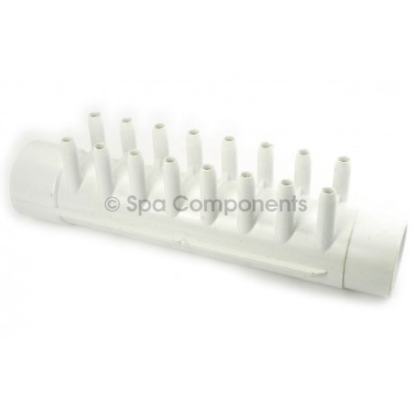 Air manifold : 1-1/2" S x 1-1/2" spigot  x16 3/8" RB barbs