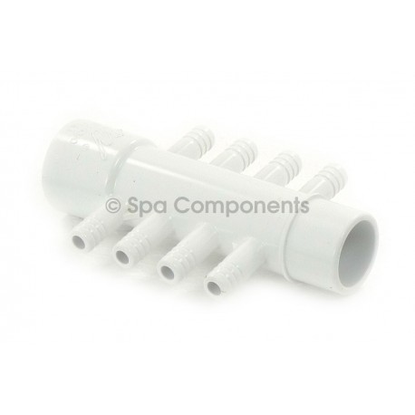 Air manifold : 1" S x 1" Spigot x (8) 3/8" RB Barbs