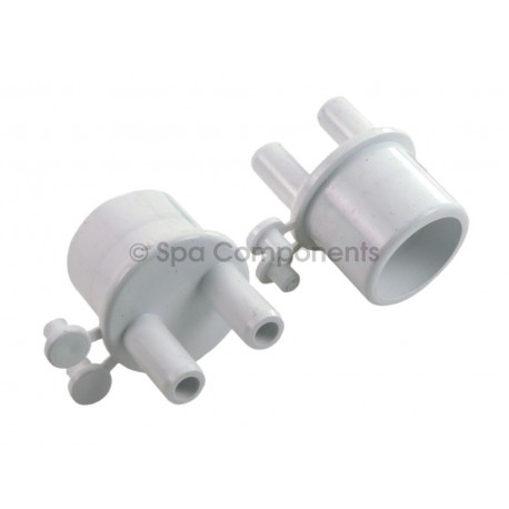 Air manifold : 1” Spg x (2) 3/8” 