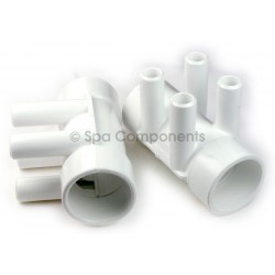 WATER MANIFOLD : 1-1/2" SOC X 1-1/2" SOC X (4) 3/4" SMOOTH BARBS